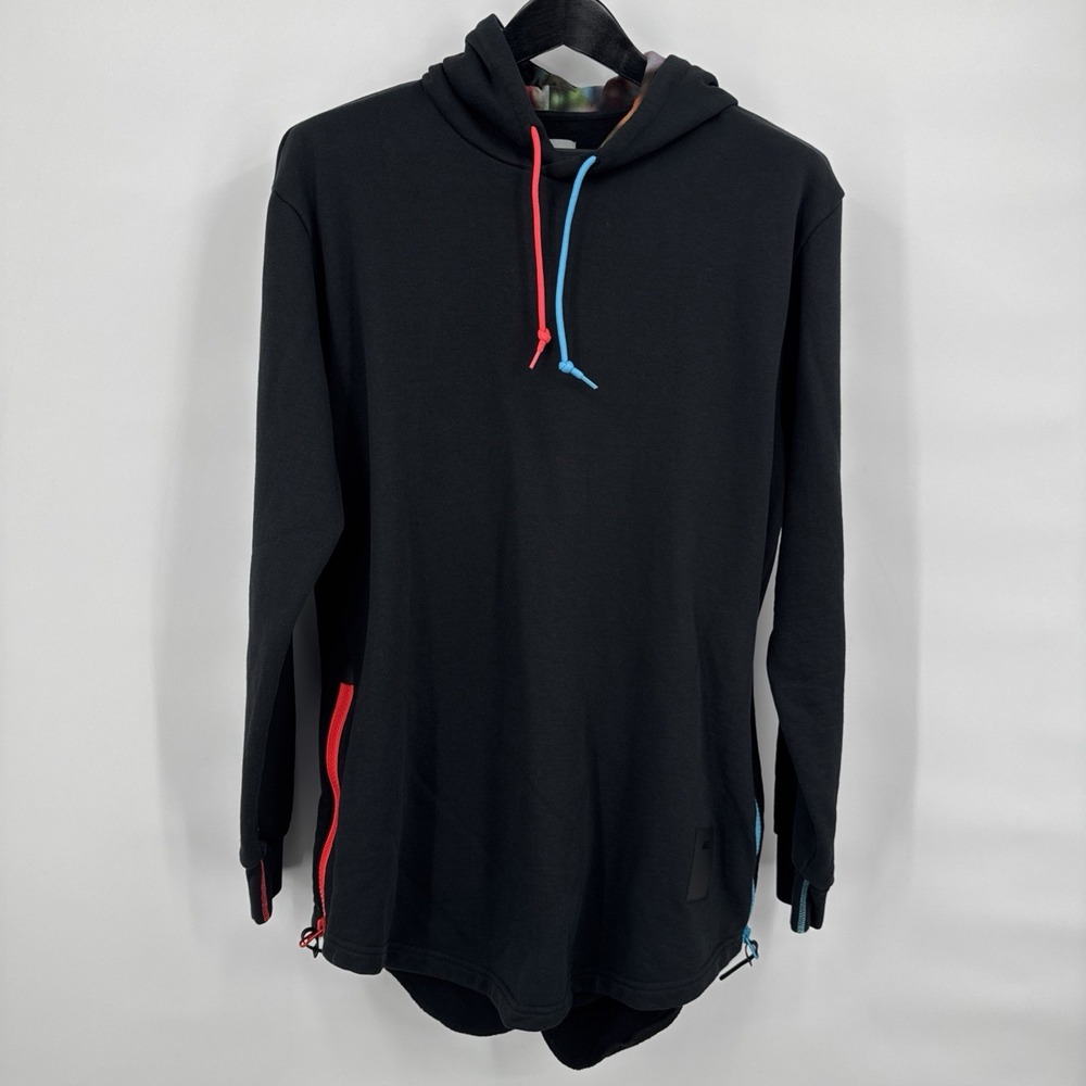 Asics Tiger Premium Fleece Hoodie Mens XL Black Tie Die Lined Sport Zip Pullover - Picture 12 of 12